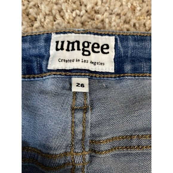 Umgee Jeans Size 26 Cropped Flare Blue Stone Washed Denim Boho 5 Pocket Stretch - Picture 7 of 10